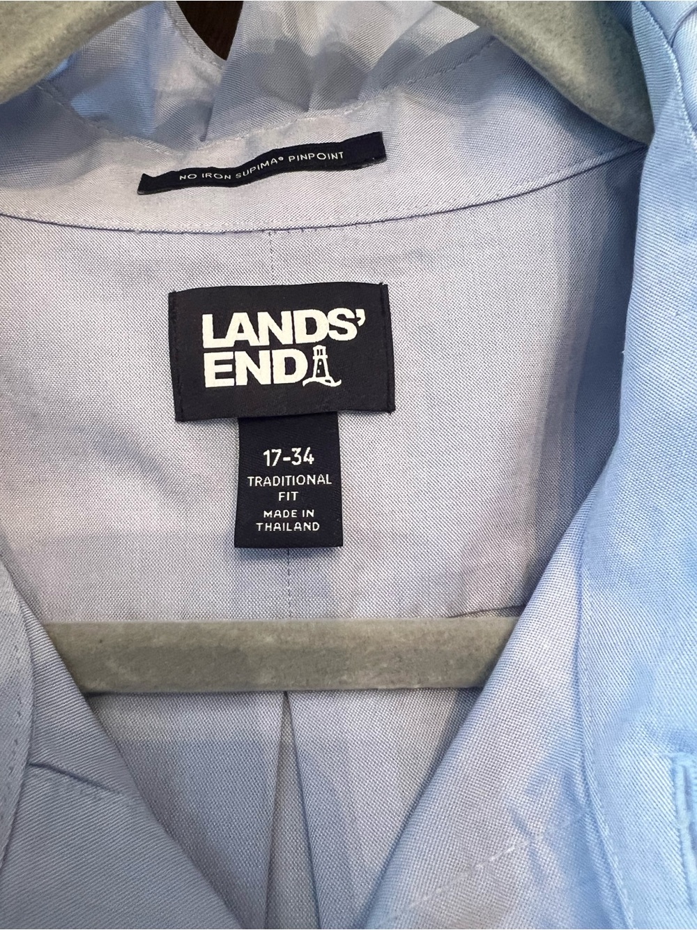 Upcycled Lands' End Men's Light Blue Oxford Button-Up Shirt - Picture 3 of 6